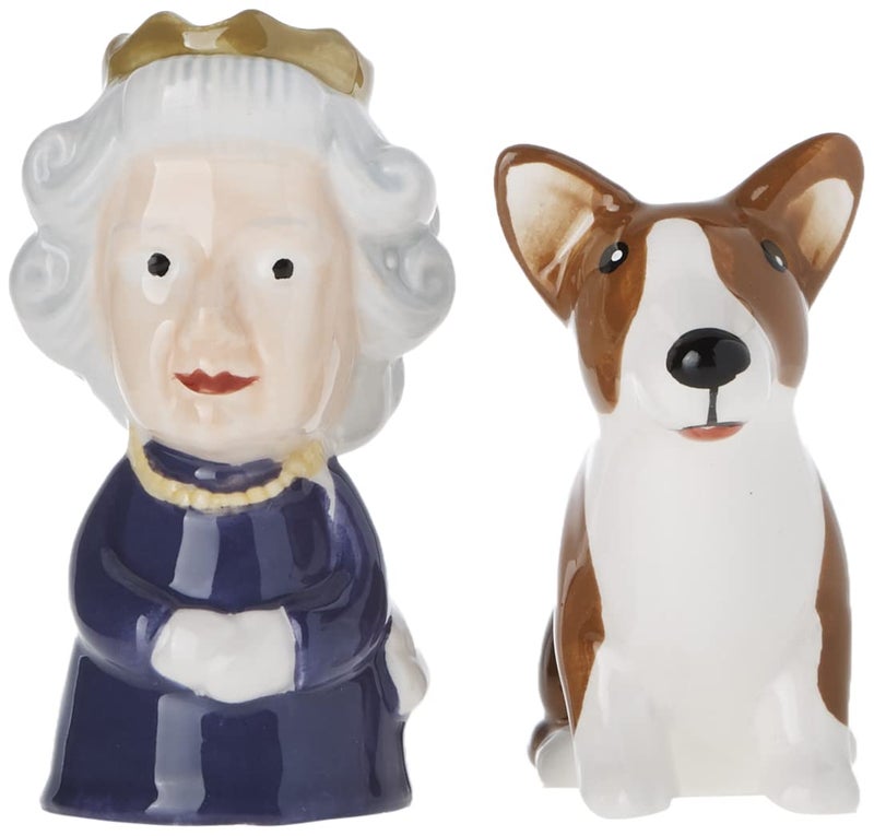 Abbott Collection 27-KITSCH-303 Queen and Corgi Salt and Pepper Shaker Set, Purple/Brown, 3.5" H - Image 3